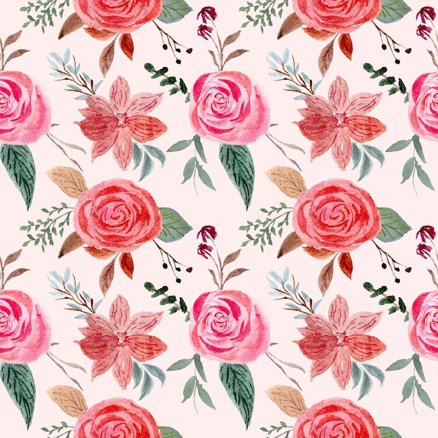 Floral seamless pattern with vintage roses flowers compositions