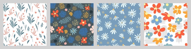 Floral seamless patterns. Vector design for paper, cover, fabric, interior decor and other users.