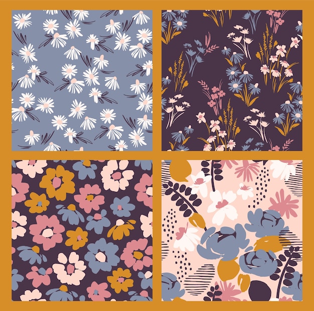 Floral seamless patterns.