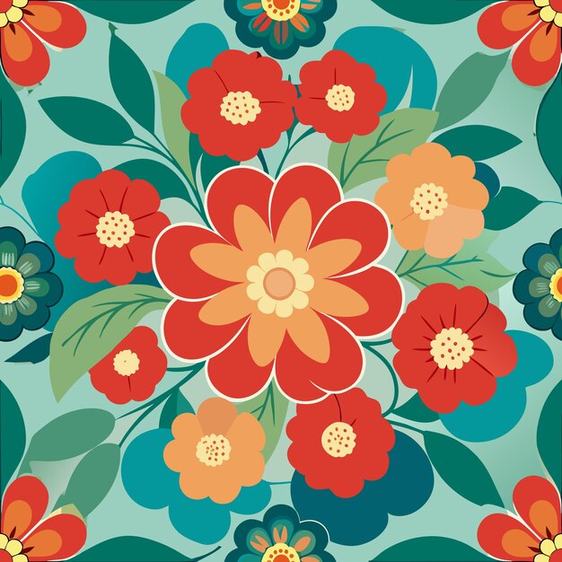 Floral Seamless Repeated Pattern a colorful pattern with a flower design in orange yellow and or