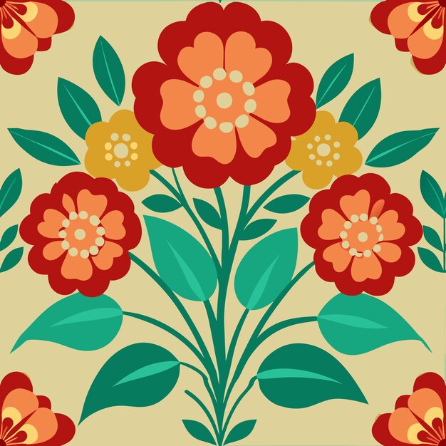 Vector floral seamless repeated pattern a floral pattern with many different flowers and leaves