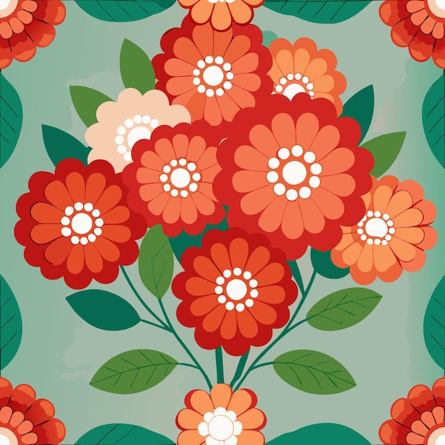 Floral Seamless Repeated Pattern a floral pattern with orange flowers and green leaves