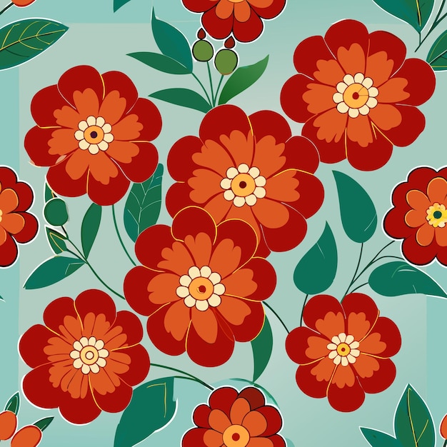 Floral Seamless Repeated Pattern a floral wallpaper with orange and red flowers