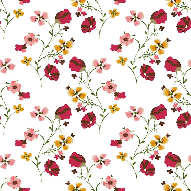 Floral seamless vector illustration pattern isolated on White background