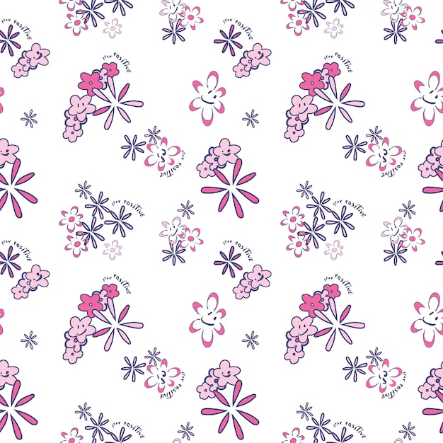 Floral Seamless Vector pattern Isolated on white background