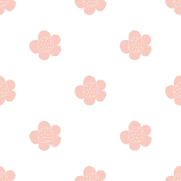 Floral seamless vector pattern with flowers Spring flora Simple handdrawn kids style