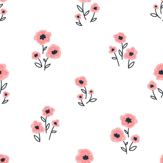 Floral seamless vector pattern with small flowers Simple handdrawn style Motifs scattered liberty