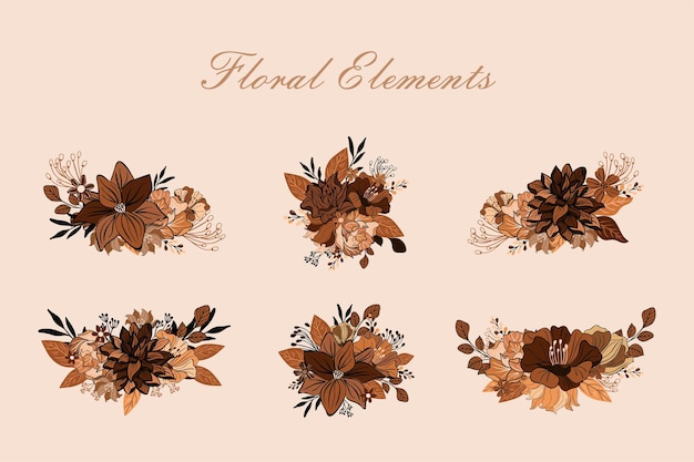 Floral set elements for your compositions greeting cards or wedding invitations