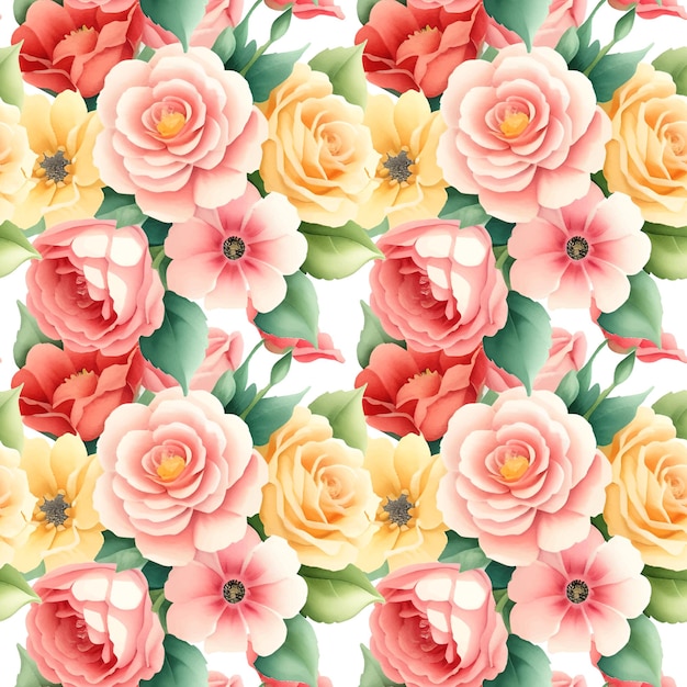 Floral shape watercolor seamless pattern