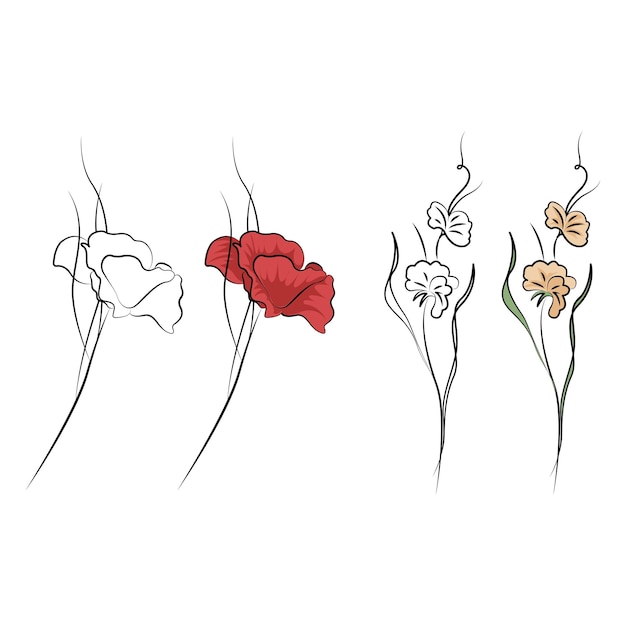 Vector floral sketch tattoo ideas