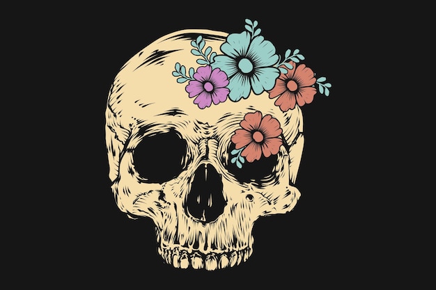 Floral Skull Skeleton T-shirt