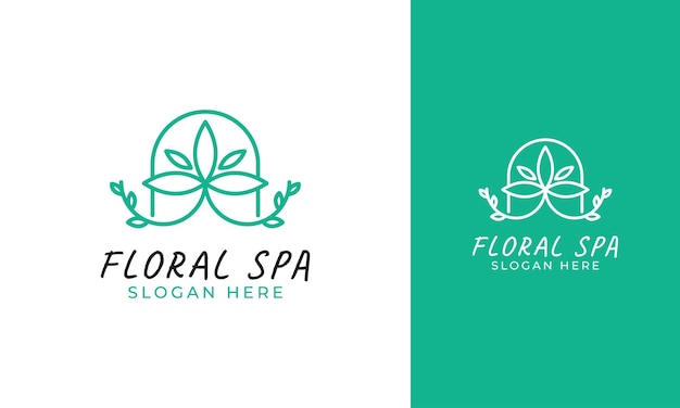 Floral spa logo design with plant and minimalist style