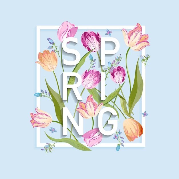 Floral Spring Design for Card, Sale Banner, Poster, T-shirt Print