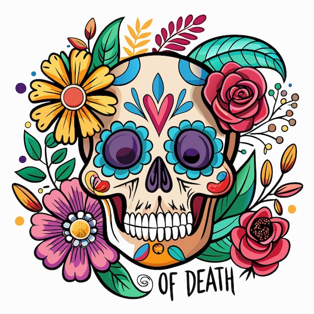 Floral Sugar Skull Art Beautiful Day of the Dead Illustrations