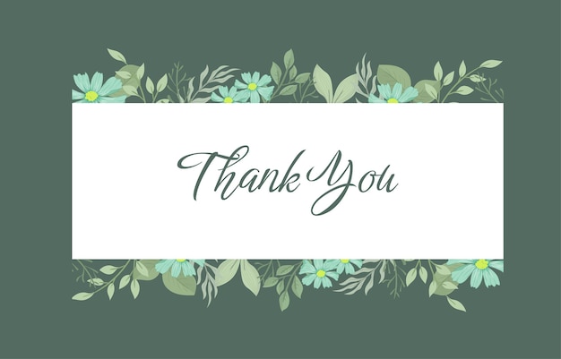 floral thank you card green color