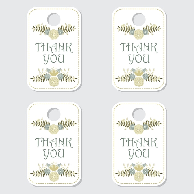 Floral thanks tag set design template