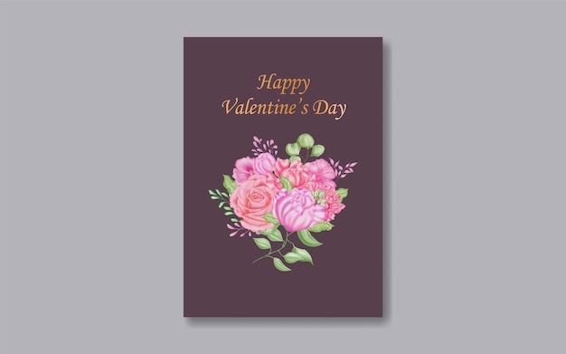 Floral valentines day card template