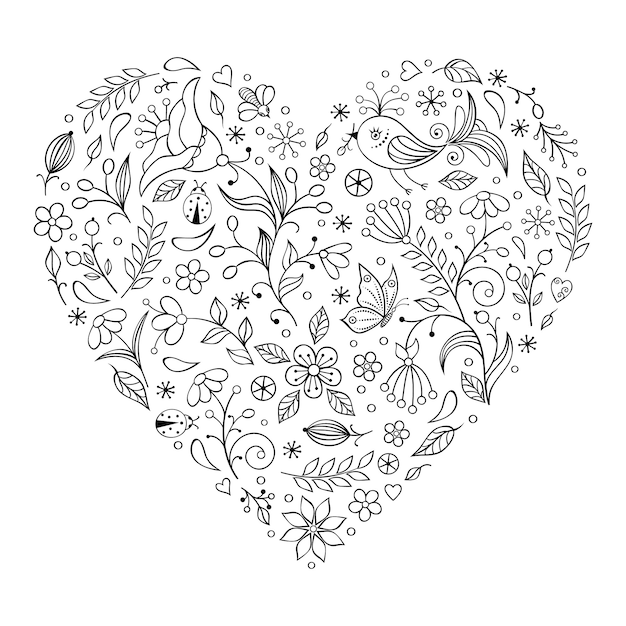 Floral valentines heart