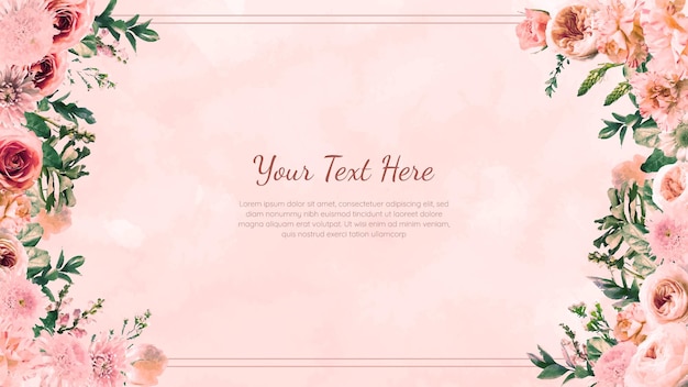 Floral vector border background with mulitcolor flowers text place