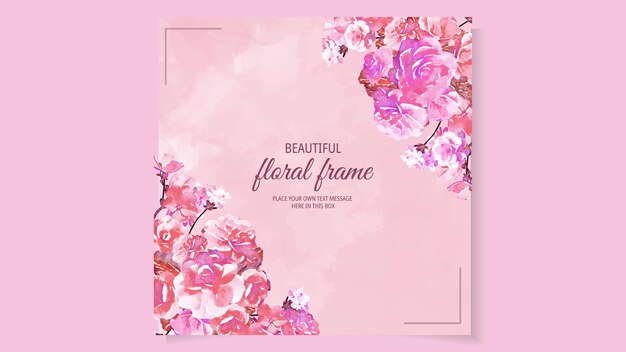 Floral vector border background with mulitcolor flowers text place