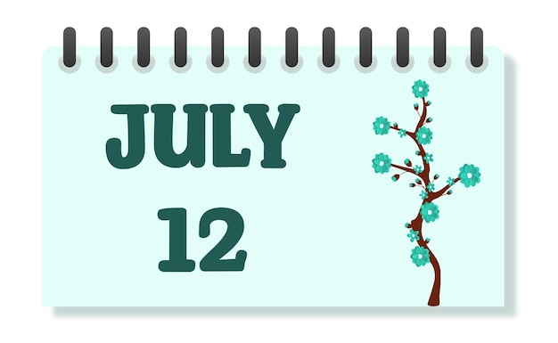 Floral Vector July Calendar