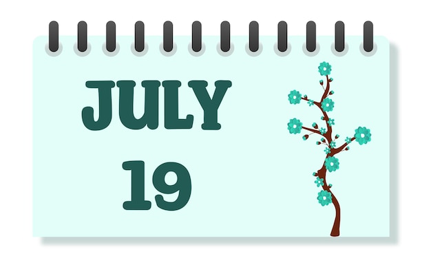 Floral Vector July Calendar