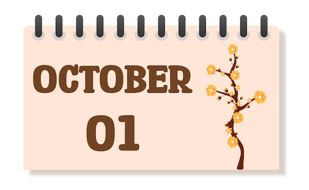 Vector floral vector october calendar