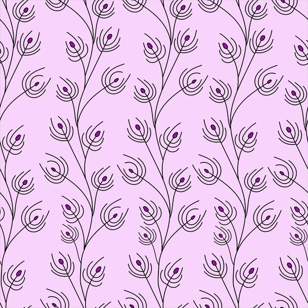 Floral vintage seamless pattern purple background Wildflowers Vector floral print