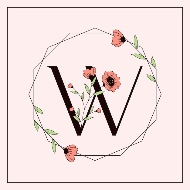 Vector floral w letter feminine logo design