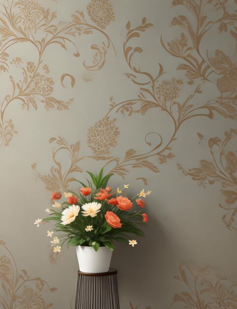 Vector floral wallpaper with decorative flowers elegant and classic wall design