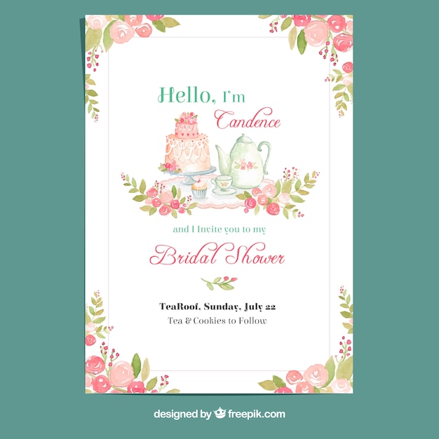 Floral watercolor card for bachelorette party