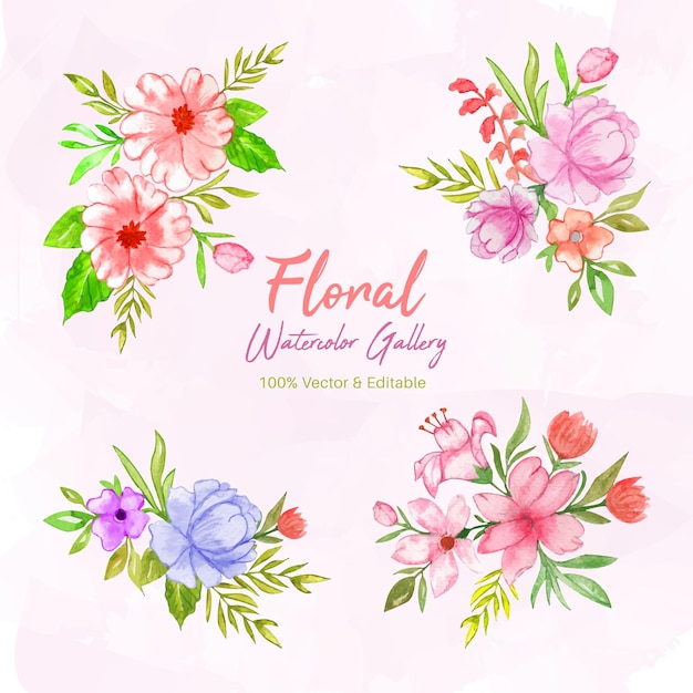 floral watercolor design premium unique simple Han drawn art vector