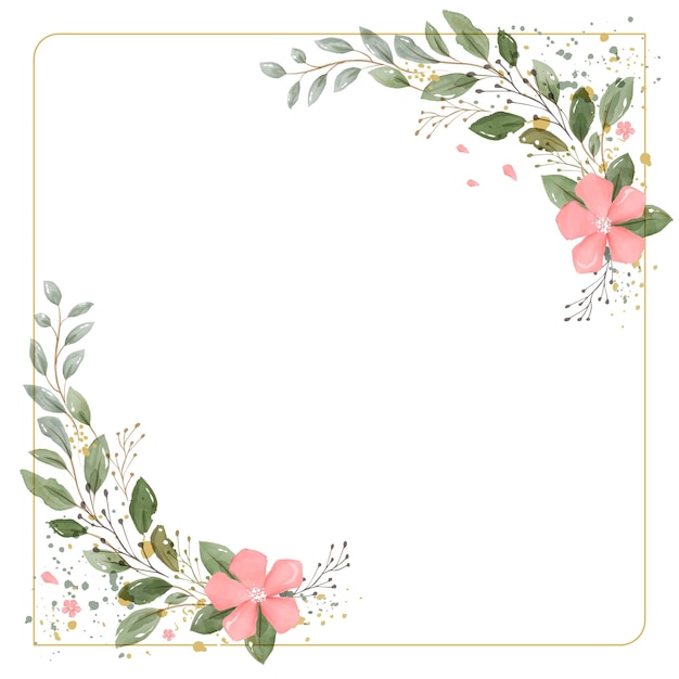 Floral Watercolor Frame in Rustic style