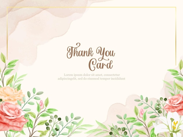 Floral Watercolor Thankyou Card Template