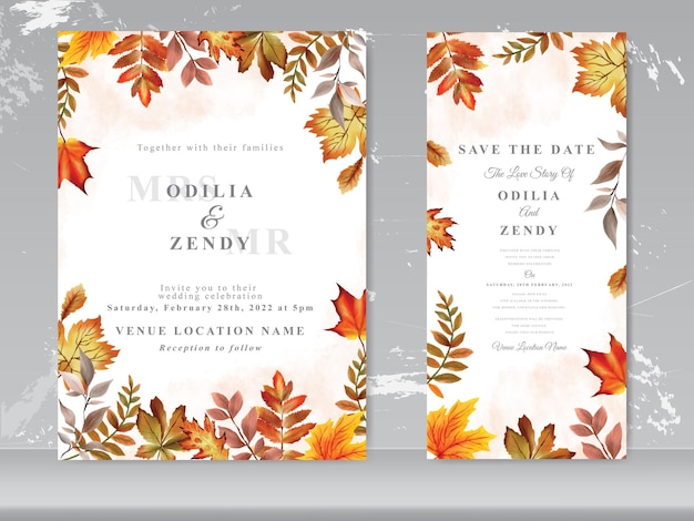 Floral watercolor wedding card template