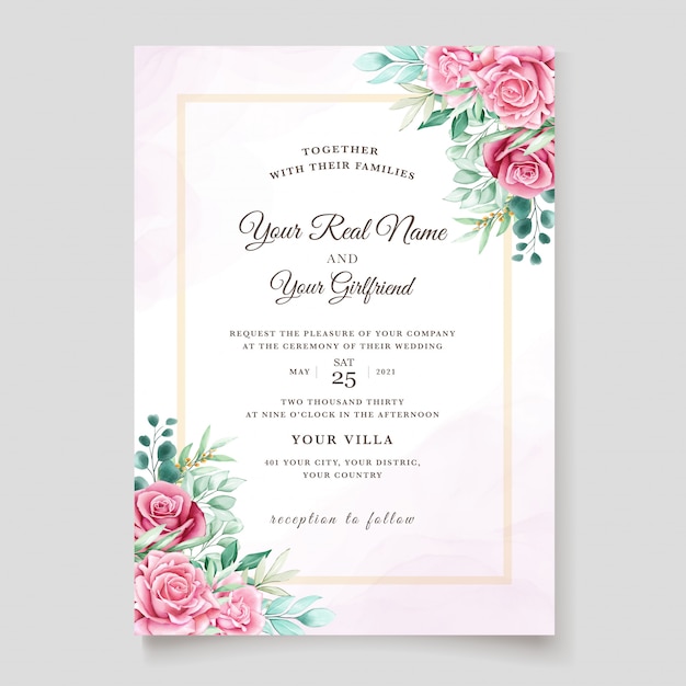 floral watercolor wedding invitation template