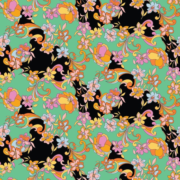 FLORAL WAVY SEAMLESS PATTERN IN VECTOR FILE