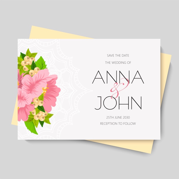 Floral wedding card invitation.