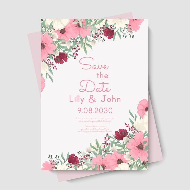 Floral wedding card invitation.