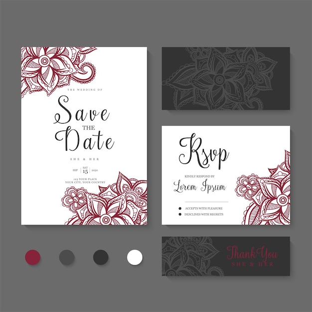 Floral wedding card set