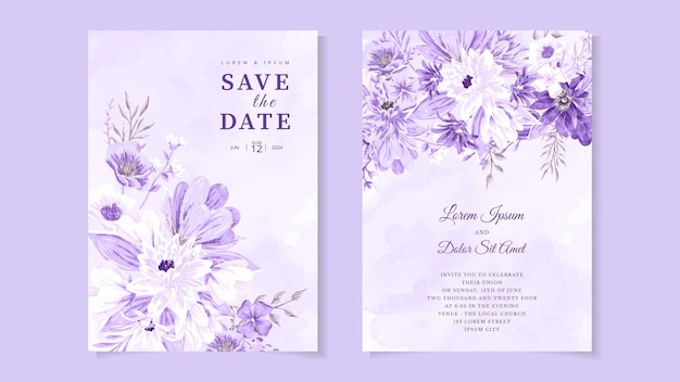 Floral Wedding card template flowers botanic invite Save the date RSVP