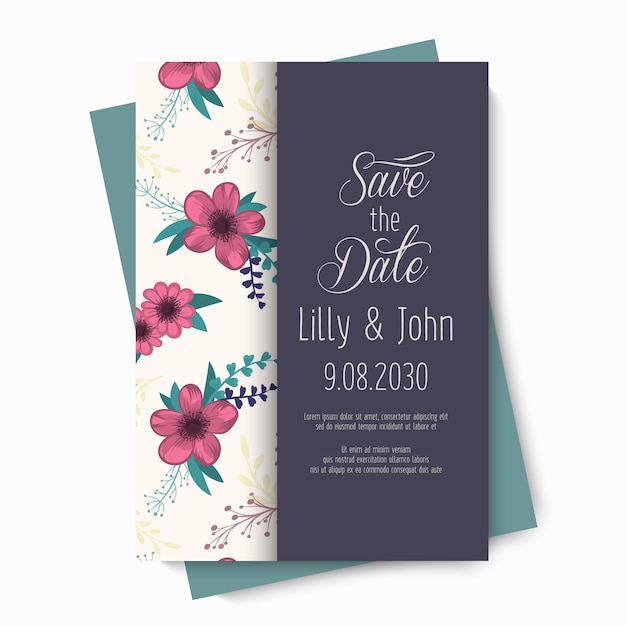 Floral wedding card template