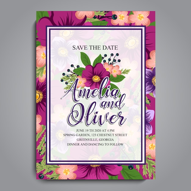 Floral wedding card