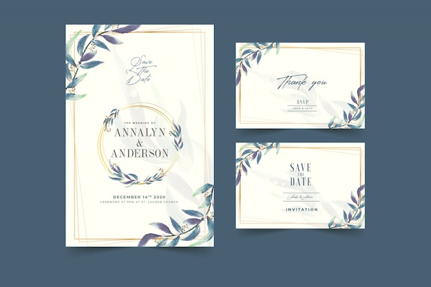 Floral Wedding Invitation In blueish Color