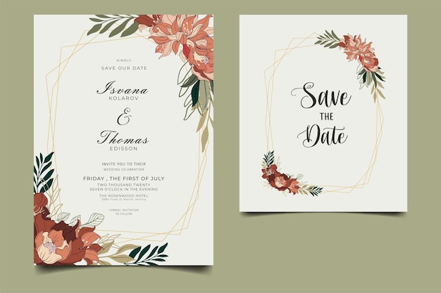 Floral wedding invitation card template design