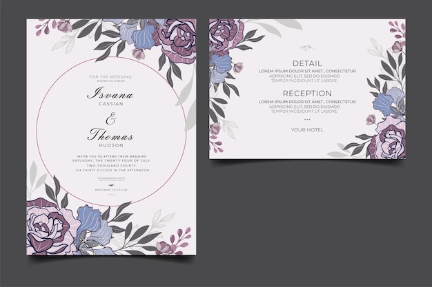 Floral wedding invitation card template design