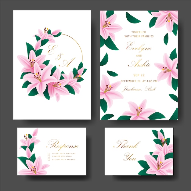 Floral wedding invitation card template design 