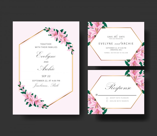 Floral wedding invitation card template design 