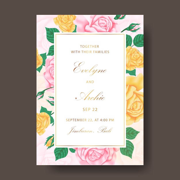 Floral wedding invitation card template design 