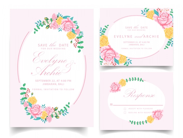 Floral wedding invitation card template design